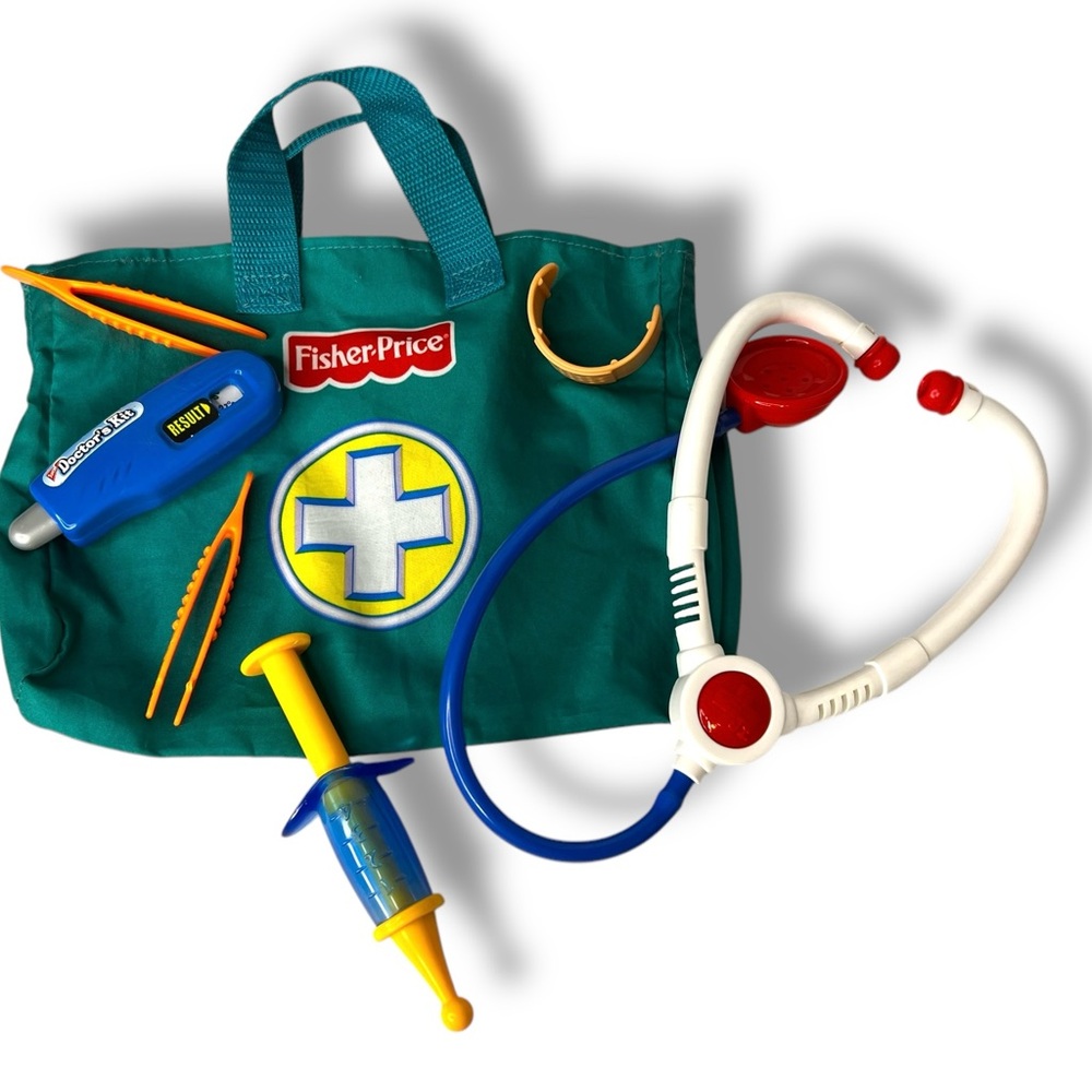 Fisher Price Medical Kit Doctor Tools Soft Bag Stethoscope Pressure Cuff 2005